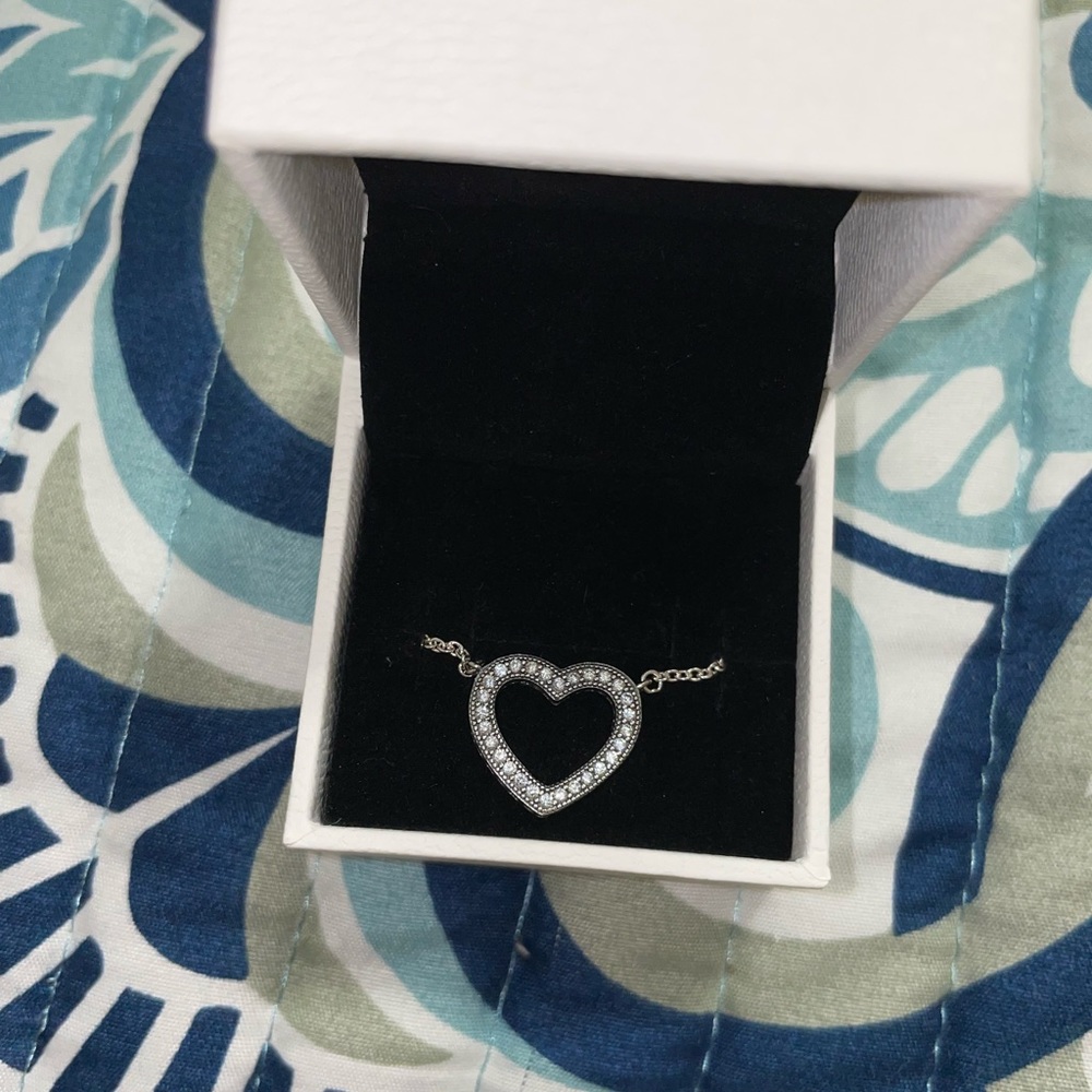 Pandora Sparkling Open Heart Necklace